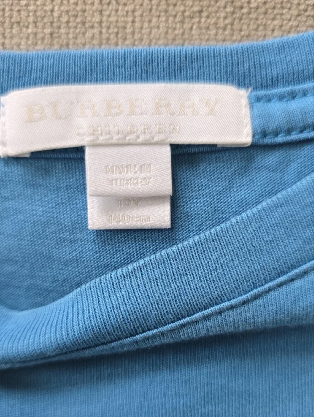 Burberry Boys Blue Tee with Signature Plaid Pocket